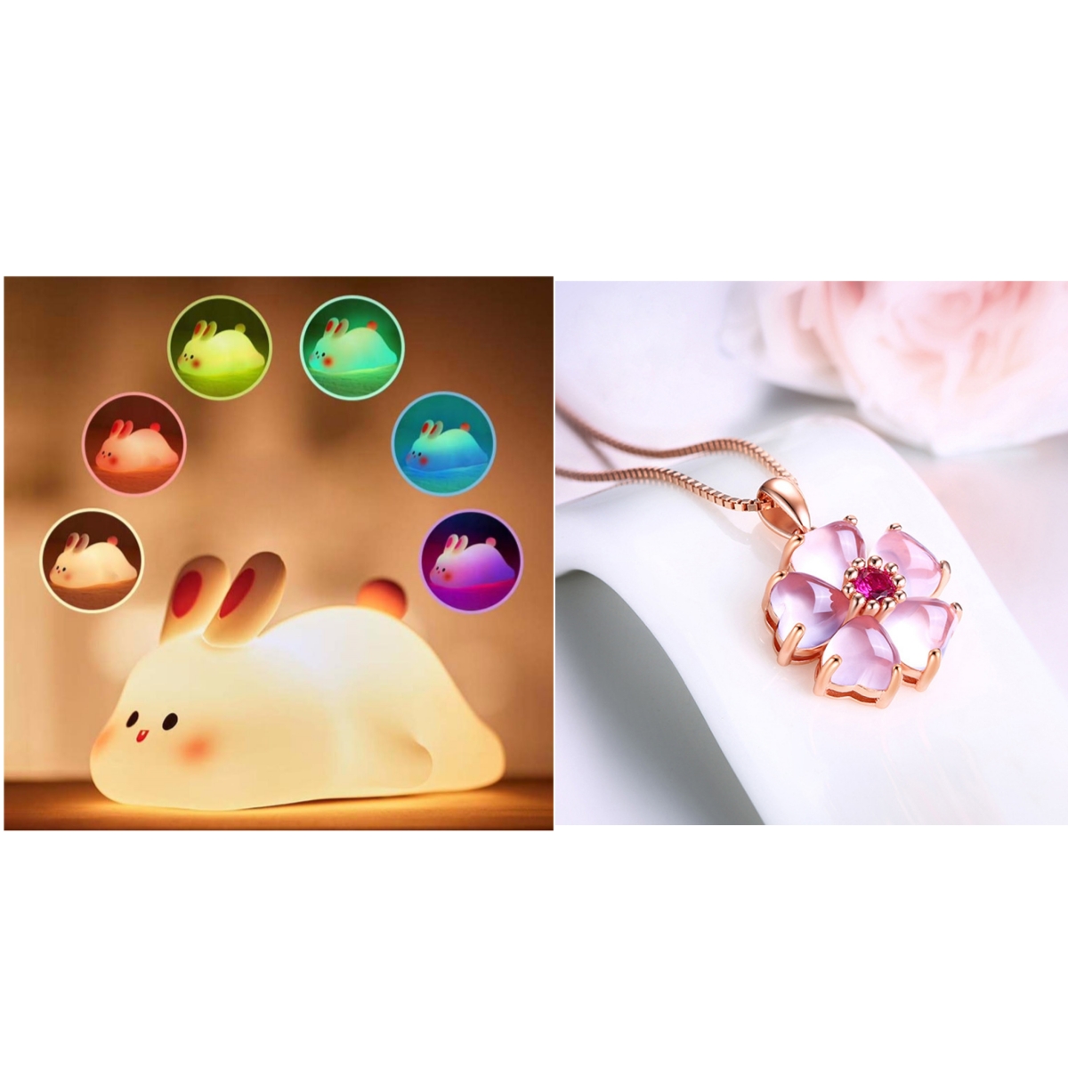 Cute bunny silicone LED night light with touch control - Product view 6