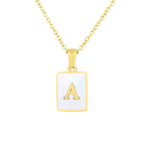 Square titanium steel letter pendant necklace - Main product view