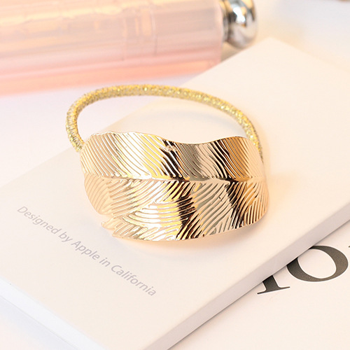 Women's leaf-shaped metal hair tie in gold or silver - Product view 5