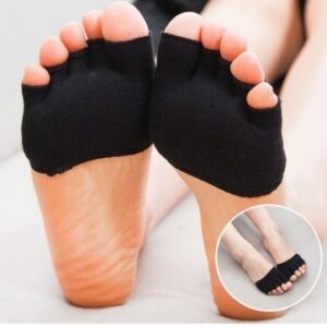 Cotton open-toe five-finger forefoot half socks in black, white, skin tone, and pink - Main product view