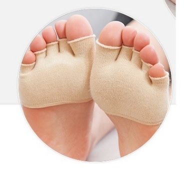 Cotton open-toe five-finger forefoot half socks in black, white, skin tone, and pink - Product view 5