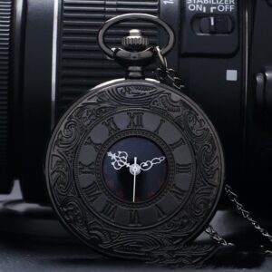 Retro double-display quartz pocket watch with necklace chain - Main product view