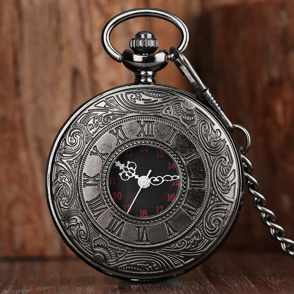 Retro double-display quartz pocket watch with necklace chain - Product view 5