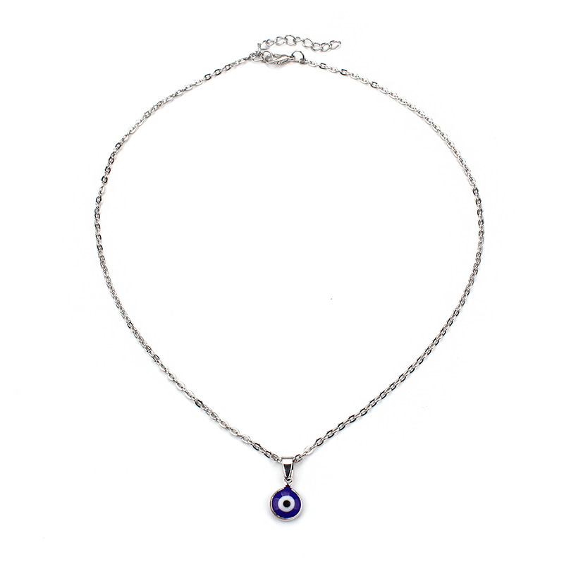Black devil’s eye pendant necklace with geometric eye charm and wax rope-style chain - Product view 5