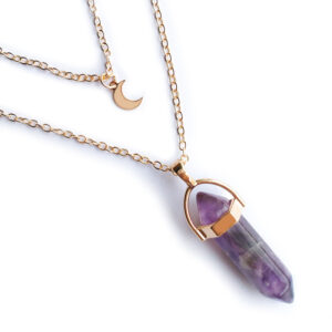 Women’s moon hexagonal column pendant necklace - Main product view