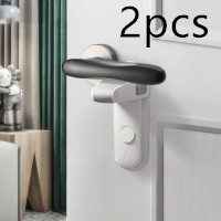 Grey plastic childproof door lever lock attached to a door handle - Product view 8