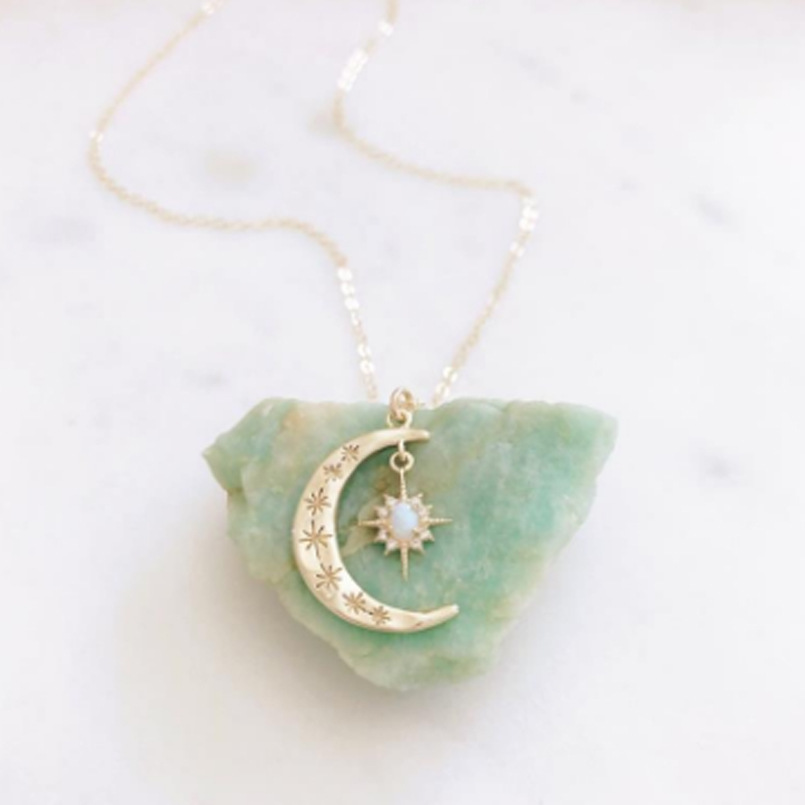 Sun pendant necklace with geometric electroplated alloy design - Main product view