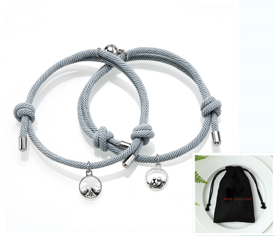 Hand-woven matching lovers bracelet set with two adjustable bracelets - Product view 10