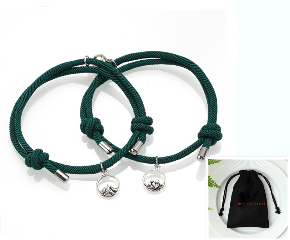 Hand-woven matching lovers bracelet set with two adjustable bracelets - Product view 8