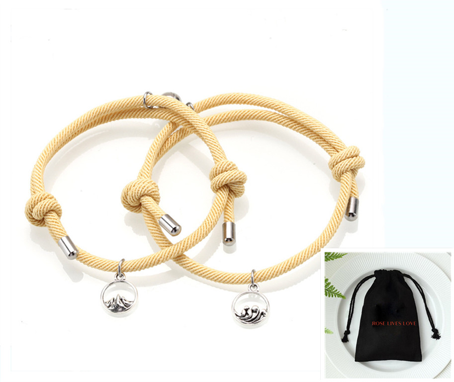 Hand-woven matching lovers bracelet set with two adjustable bracelets - Product view 4
