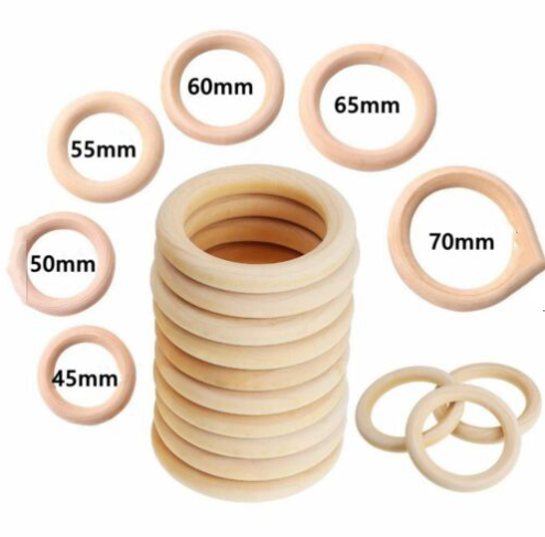 Polished decorative wooden ring with landscape-flower pattern - Product view 2