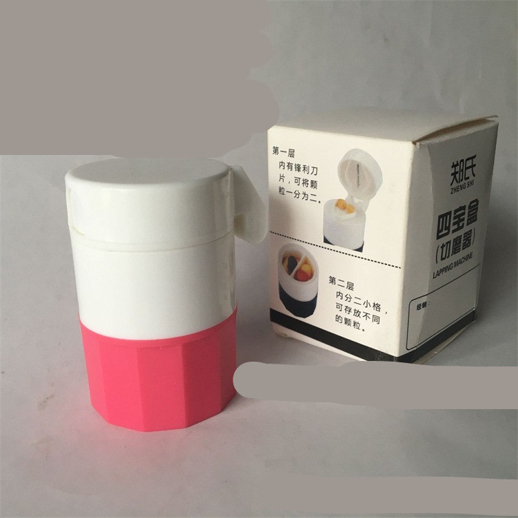 Portable ABS plastic medicine cutter and tablet divider box with compartments - Product view 5