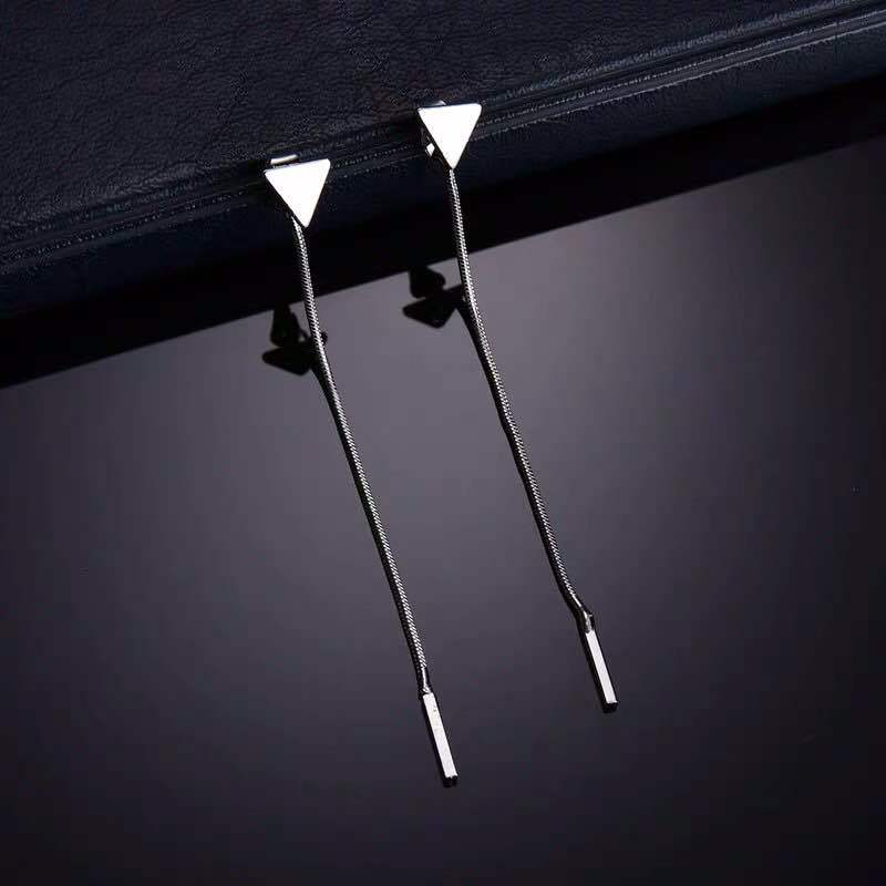 Women’s small rhombus tassel drop earrings in gold and silver - Product view 2
