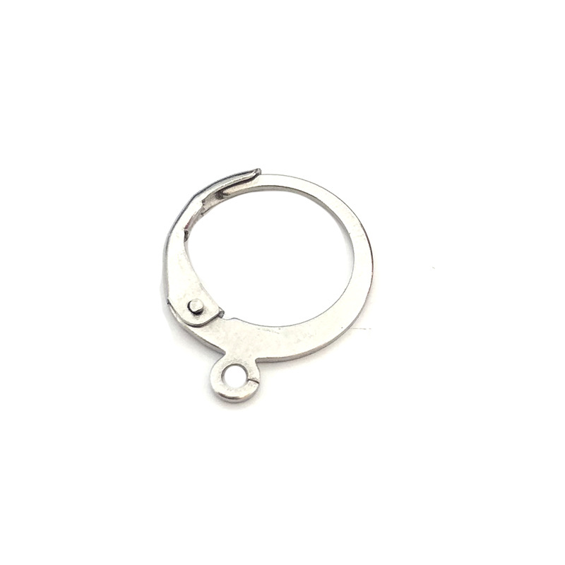 Stainless steel French ear hooks with rings for DIY jewelry in steel color and 18K gold-tone finishes - Product view 2