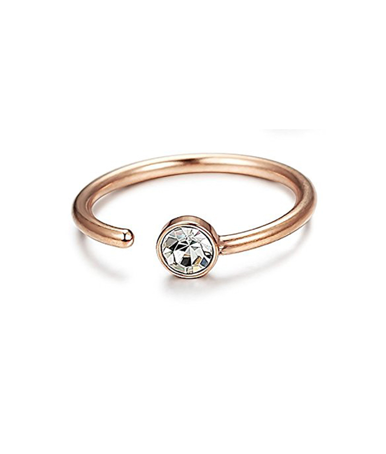 C-shaped rhinestone nose ring in an electroplated finish - Product view 4