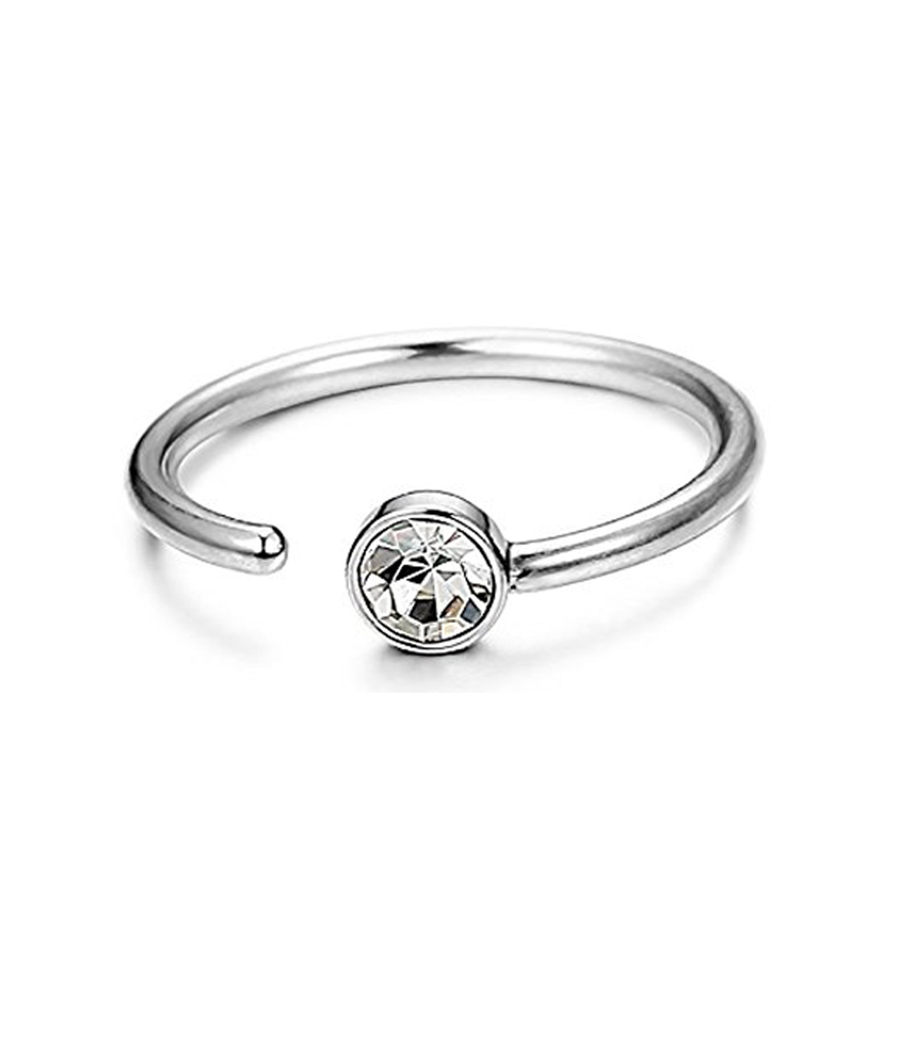 C-shaped rhinestone nose ring in an electroplated finish - Product view 1