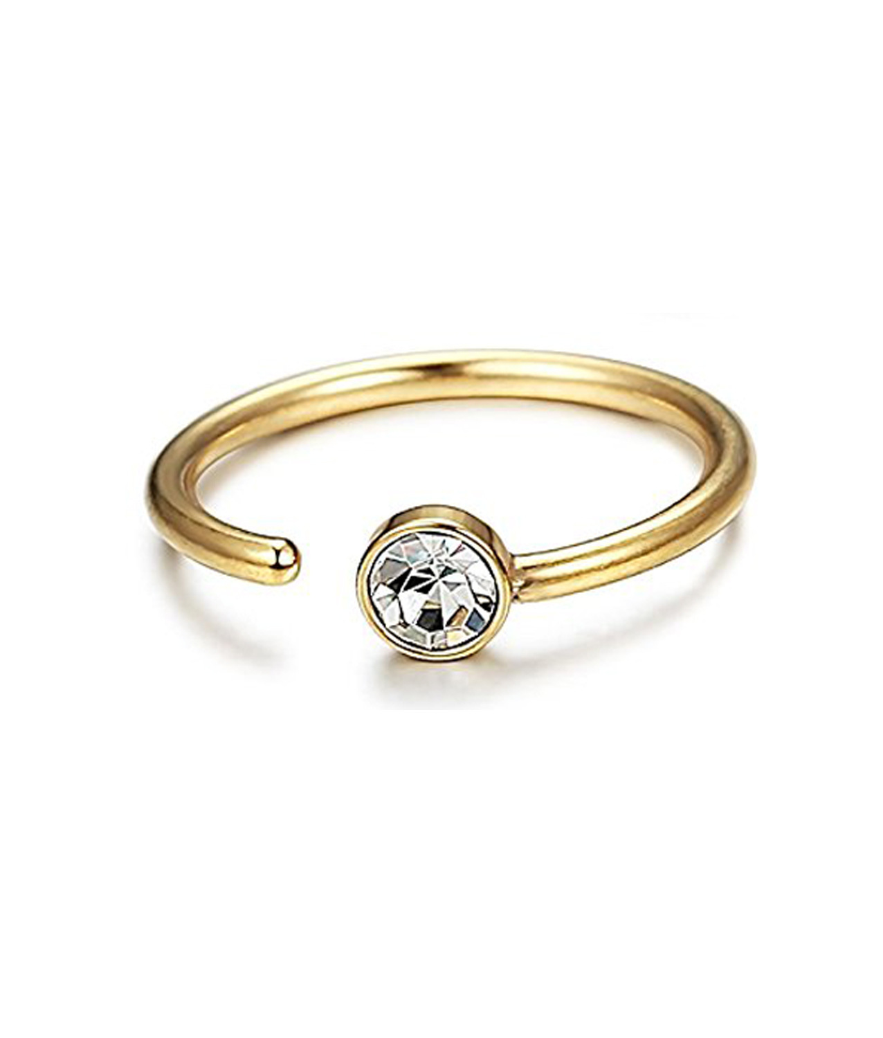 C-shaped rhinestone nose ring in an electroplated finish - Product view 2