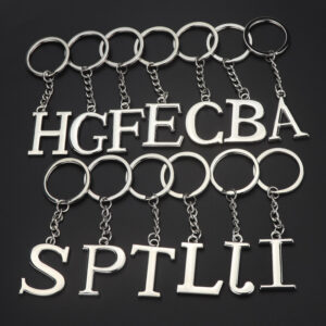 English alphabet letter keychain pendant in zinc alloy - Main product view