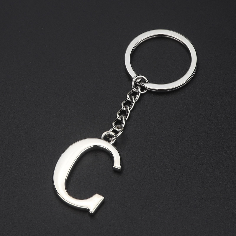 English alphabet letter keychain pendant in zinc alloy - Product view 8