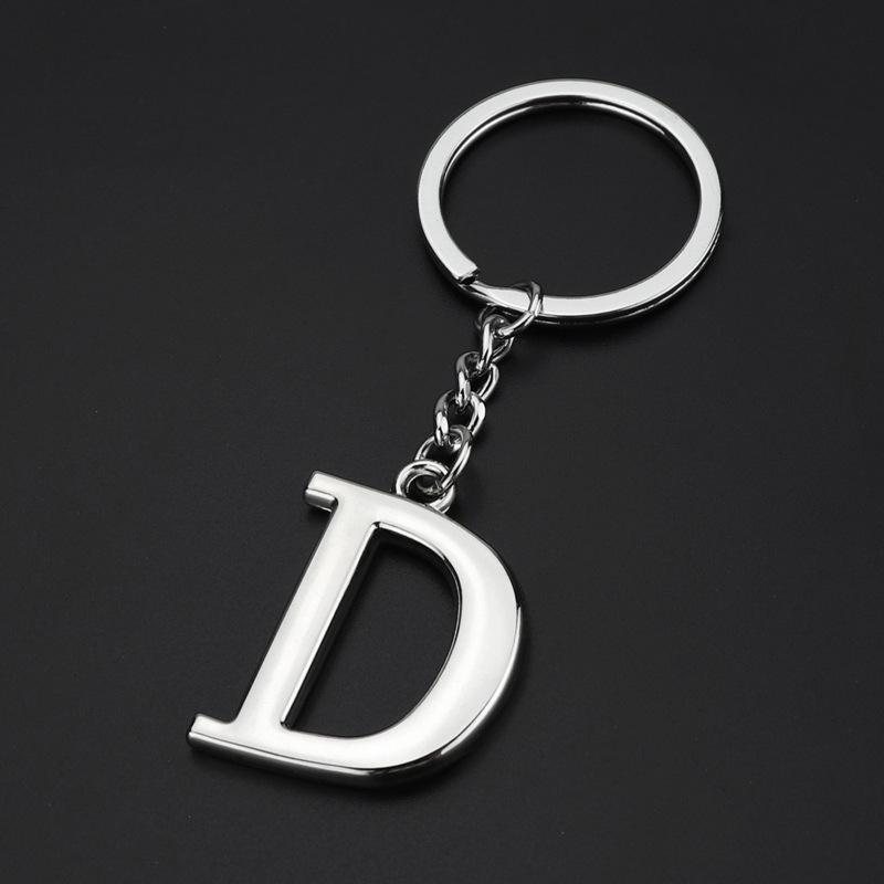 English alphabet letter keychain pendant in zinc alloy - Product view 1