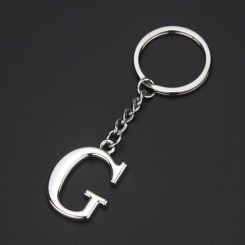 English alphabet letter keychain pendant in zinc alloy - Product view 18