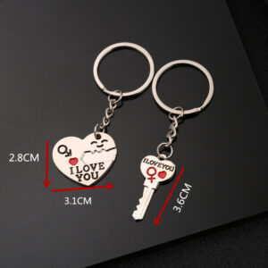 Heart-shaped Cupid couple keychain pendant in zinc alloy - Main product view