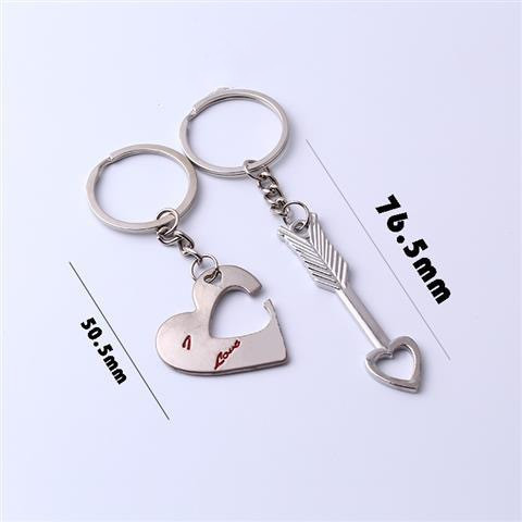Heart-shaped Cupid couple keychain pendant in zinc alloy - Product view 5