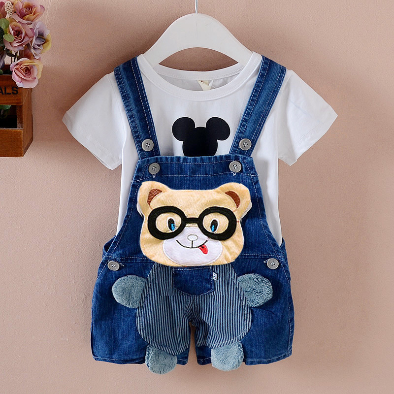 Baby and toddler cotton overall shorts with cartoon animal design - Product view 10