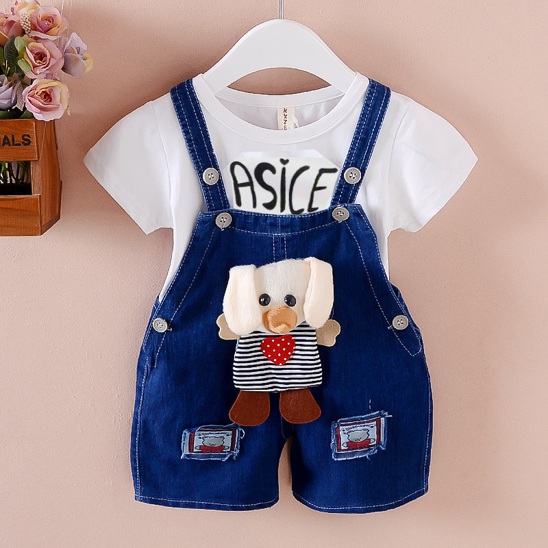 Baby and toddler cotton overall shorts with cartoon animal design - Product view 7