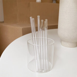 Transparent straight glass drinking straw with cleaning brush - Main product view