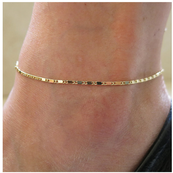 Simple gold or silver electroplated chain anklet for women - Product view 1