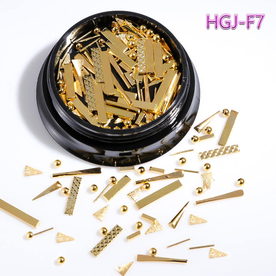 Mixed-color metal and glass nail art decorations - Product view 5