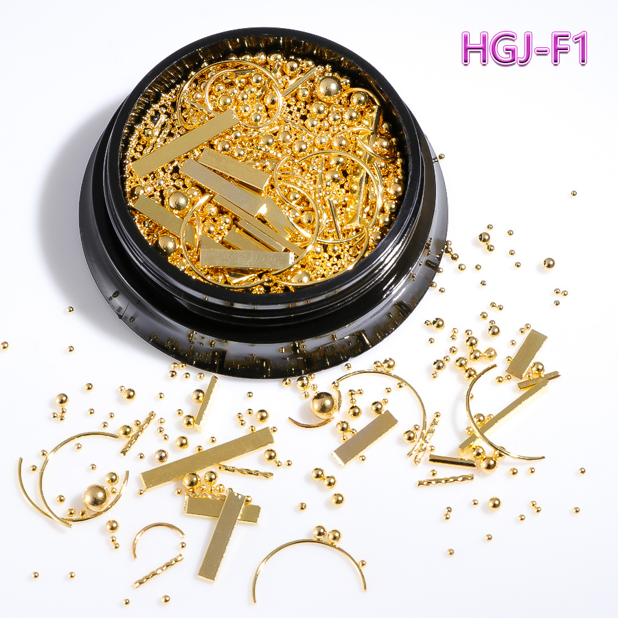 Mixed-color metal and glass nail art decorations - Product view 10
