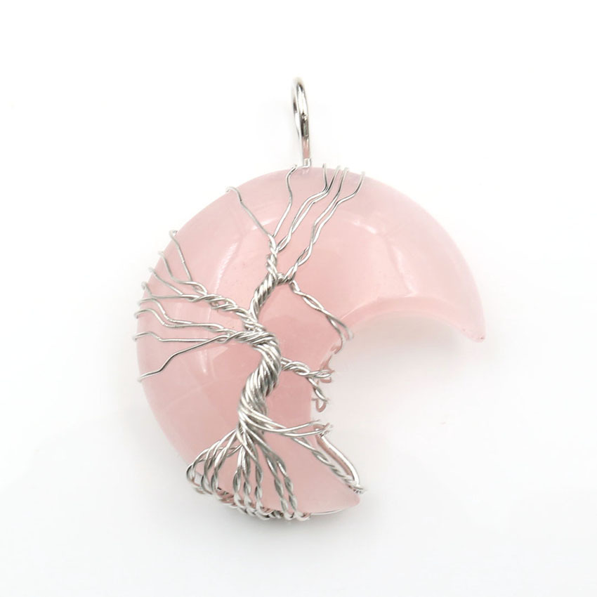 Moon Tree of Life crystal-style stone pendant necklace - Product view 5