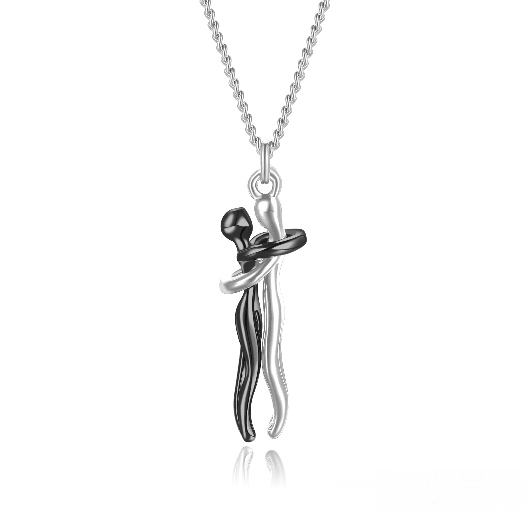 Affectionate hug pendant necklace with snake bone chain - Product view 7