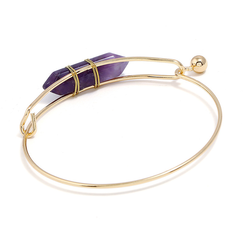 Women’s geometric metal bracelet with colorful natural gemstone-inspired accents - Main product view