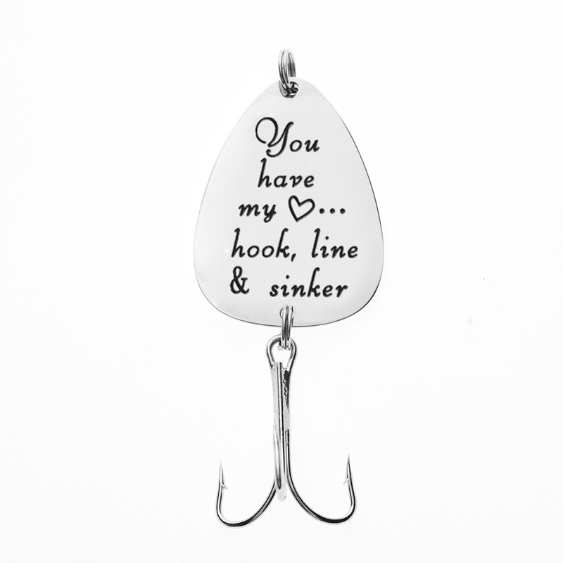 Steel-color fish hook souvenir pendant with pearl and alloy wings - Product view 5