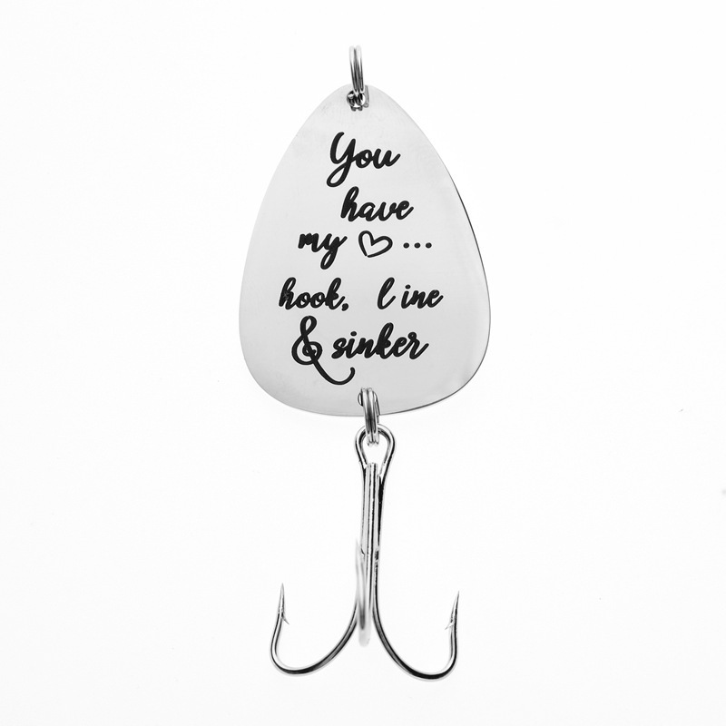 Steel-color fish hook souvenir pendant with pearl and alloy wings - Product view 3