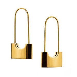 Vintage U-shaped lock earrings in plated gold or silver color - Main product view