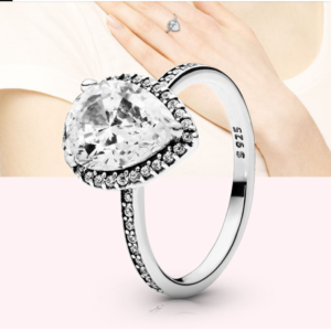 Shiny 925 silver teardrop ring in a polished finish - Main product view