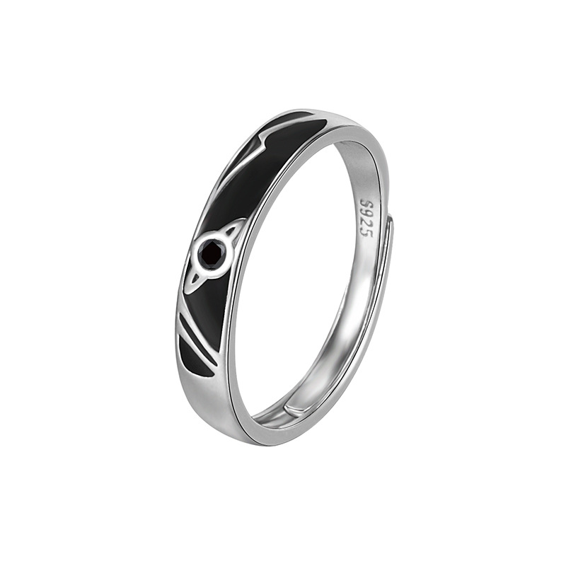 Geometric 925 sterling silver couple rings for men and women - Product view 8