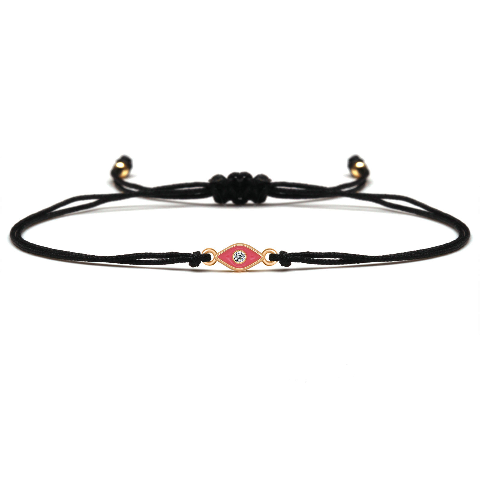 Unisex copper evil eye bracelet with red string and rhinestone geometric detailing - Product view 15
