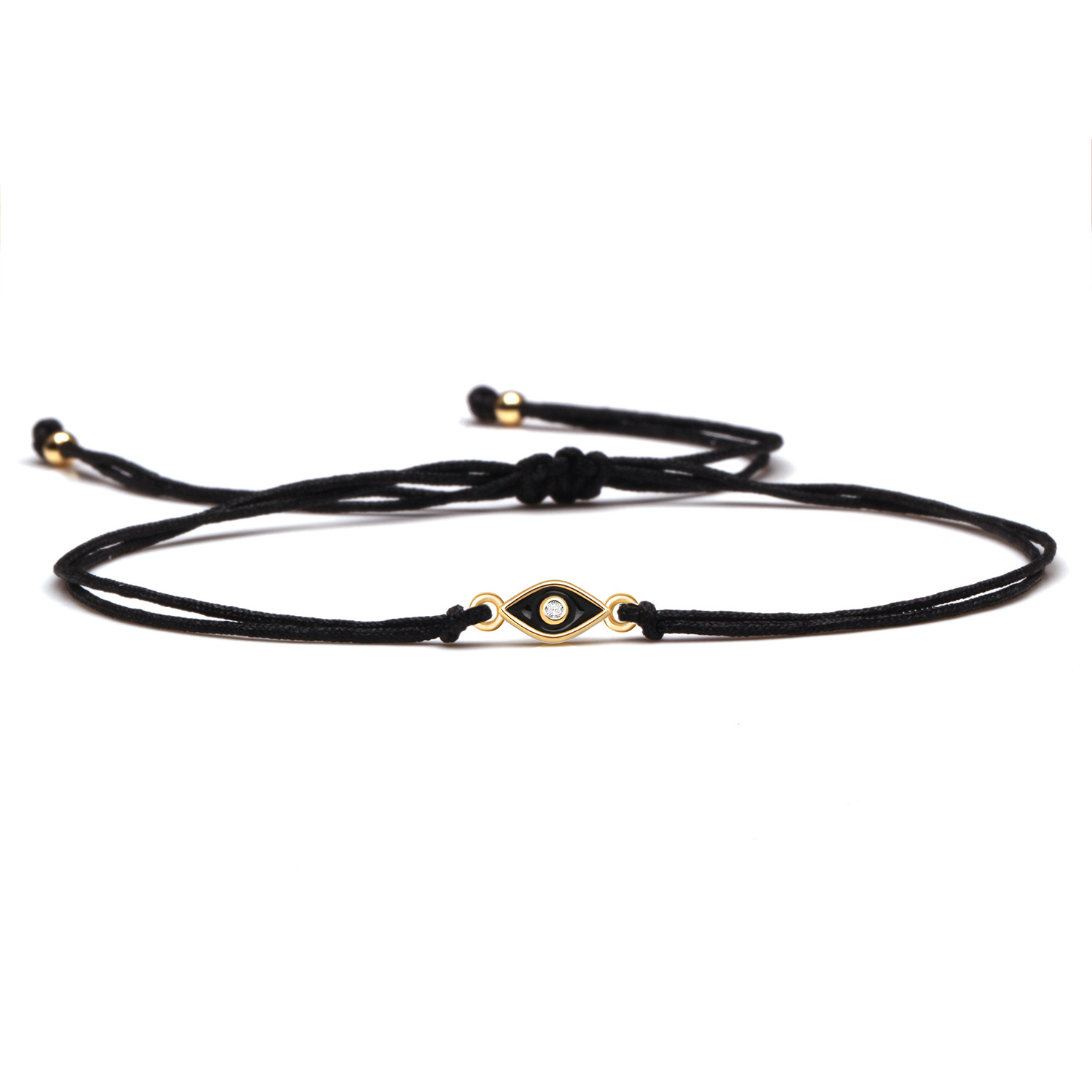 Unisex copper evil eye bracelet with red string and rhinestone geometric detailing - Main product view