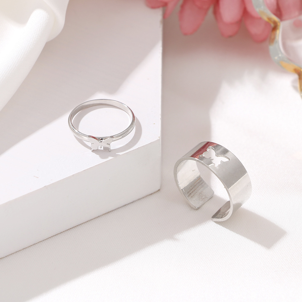Two-piece adjustable butterfly ring set in gold or silver - Product view 21