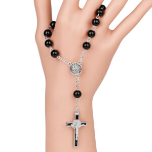 Catholic rosary bracelet with dripping cross connector - Main product view
