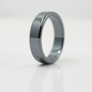 Simple geometric flat black hematite ring - Main product view