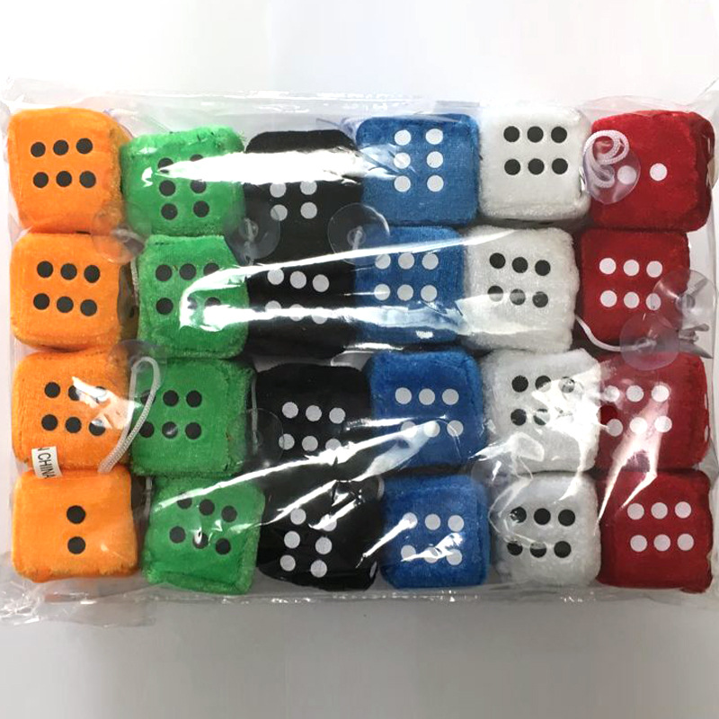 Soft cartoon-inspired plush dice toy in cube shape - Main product view