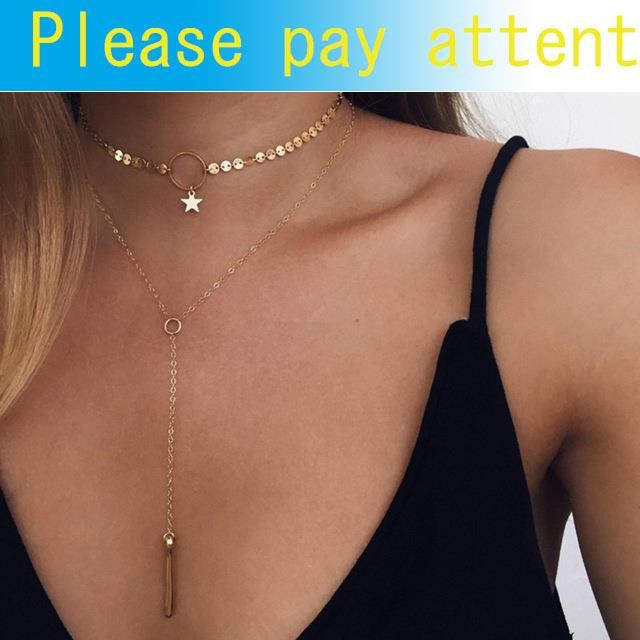 Women’s alloy moon pendant necklace with a single-layer design - Product view 3