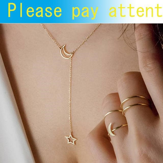 Women’s alloy moon pendant necklace with a single-layer design - Product view 4
