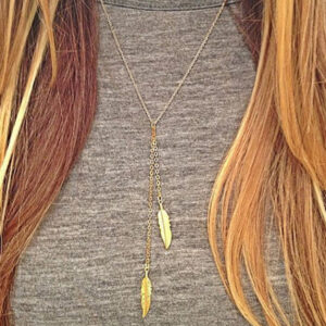Simple Mori Series Feather Gold Pendant - Main product view